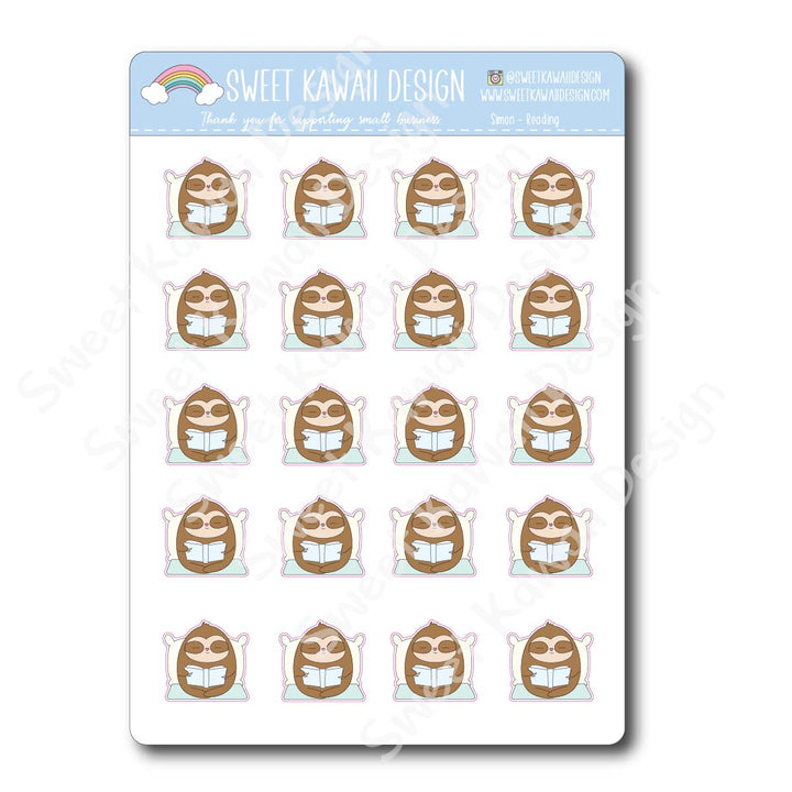 Kawaii Simon  Stickers - Reading