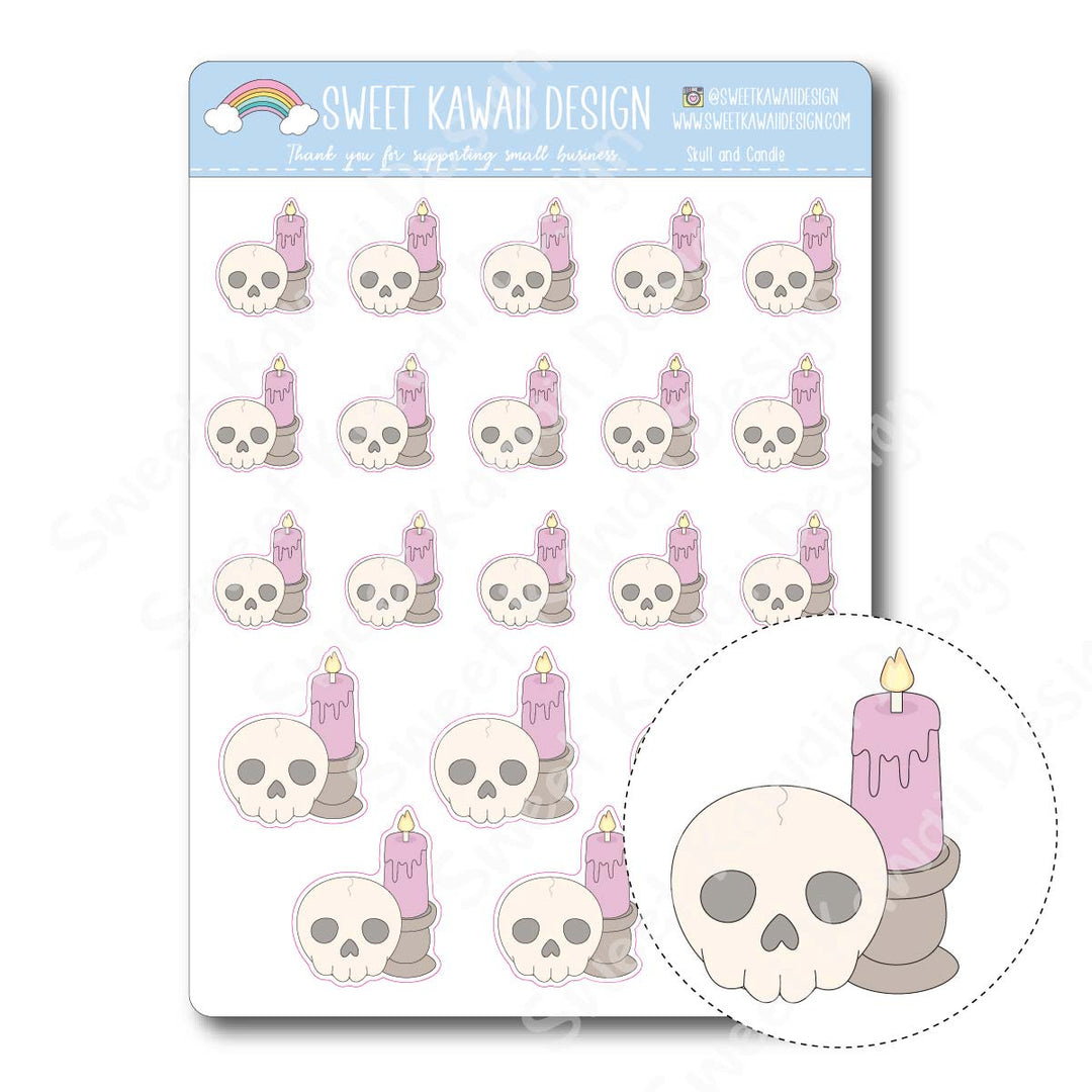 Kawaii Skull and Candle Stickers
