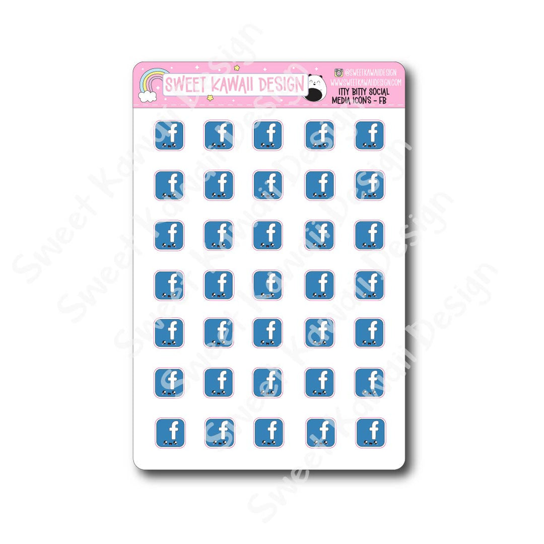 Kawaii Social Media Stickers - OPTIONS AVAILABLE