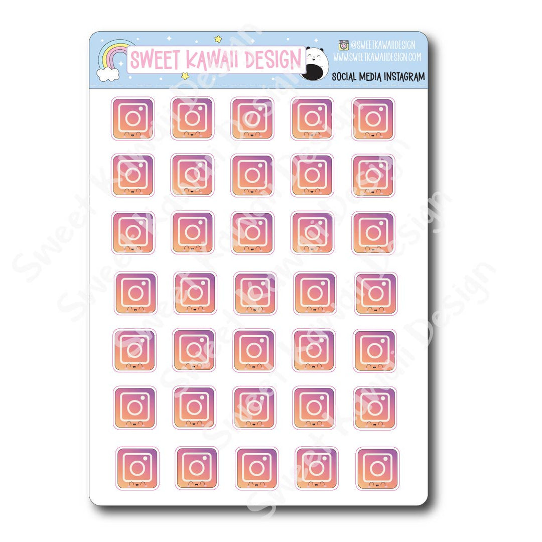 Kawaii Social Media Stickers - OPTIONS AVAILABLE