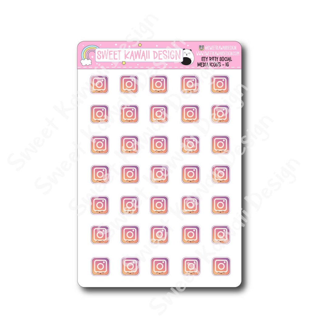 Kawaii Social Media Stickers - OPTIONS AVAILABLE
