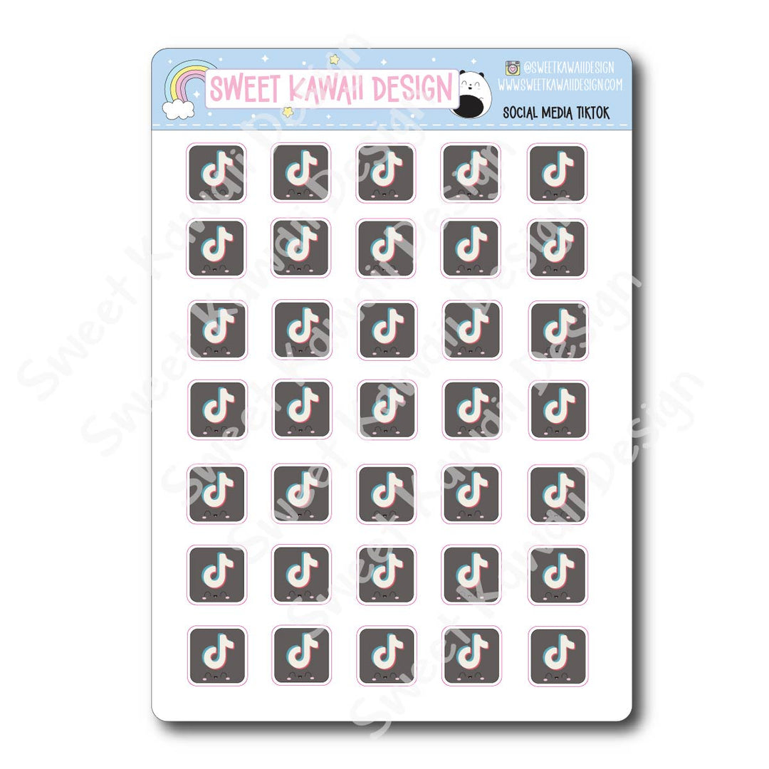 Kawaii Social Media Stickers - OPTIONS AVAILABLE