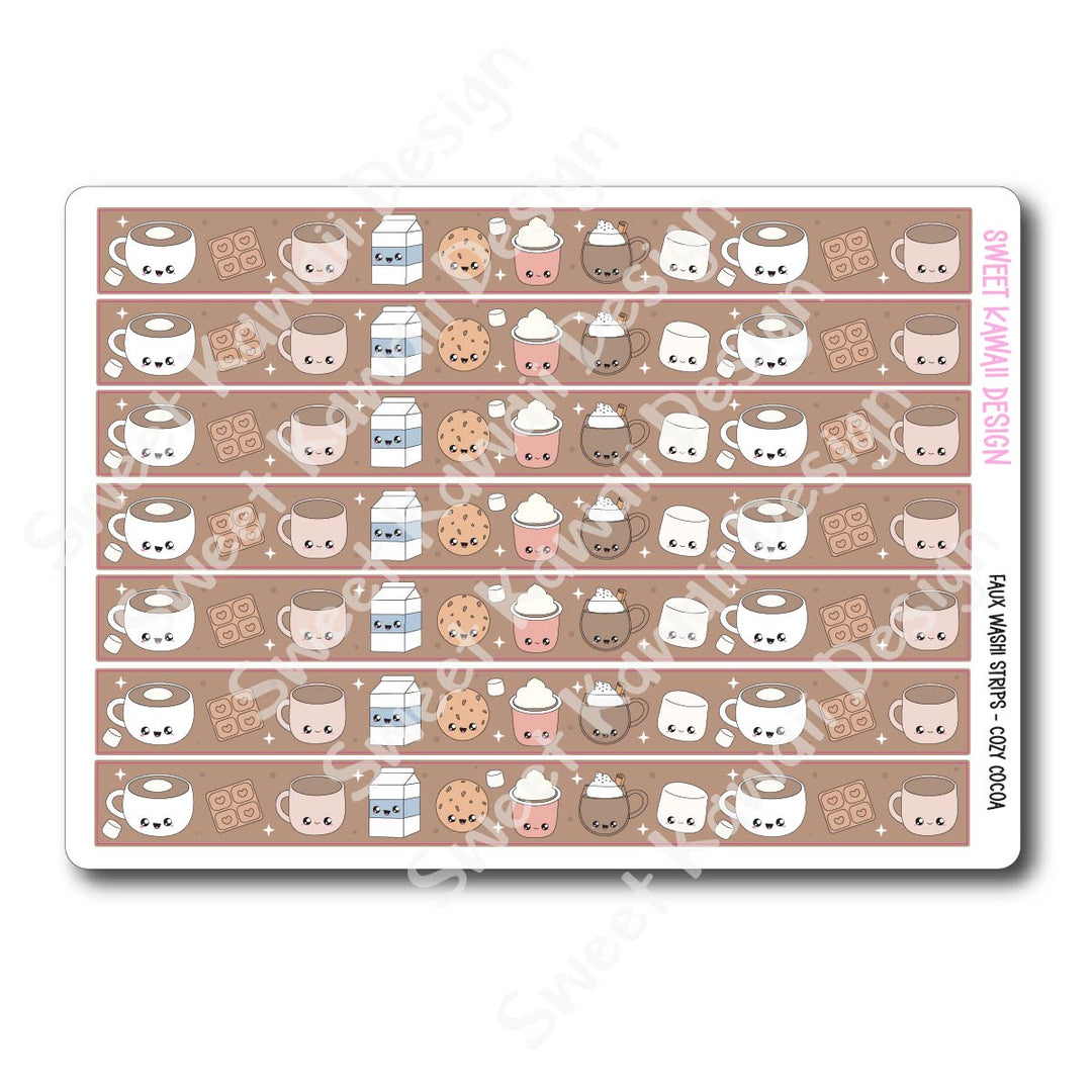 Kawaii Faux Washi Strips - Cozy Cocoa