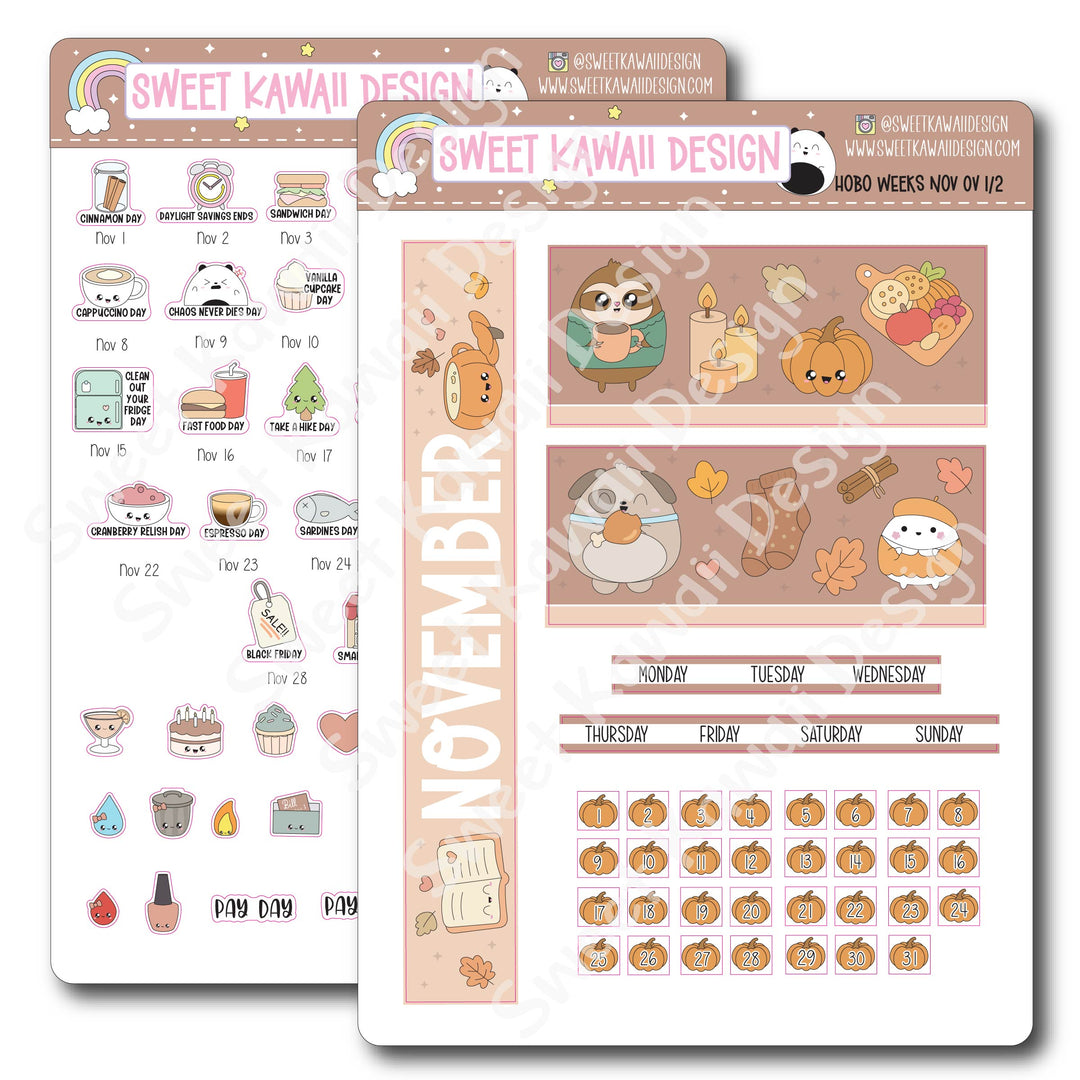 November 2025 Monthly Overview Stickers - HOBONICHI WEEKS
