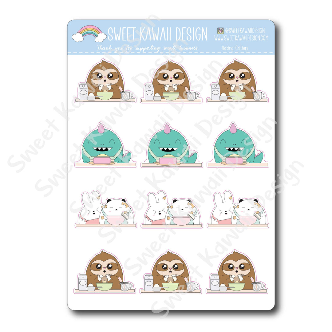 Kawaii Baking Critter Stickers