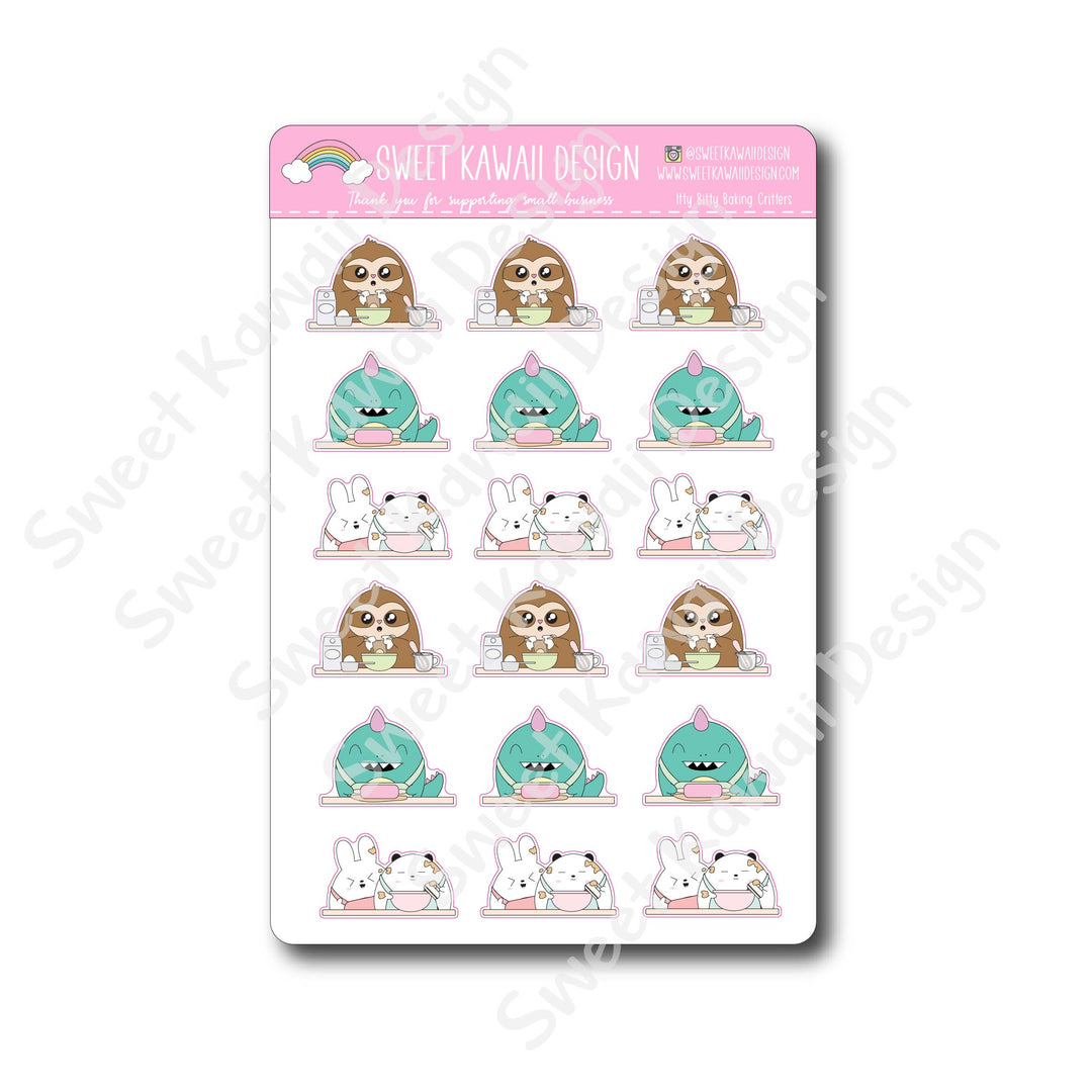 Kawaii Baking Critter Stickers