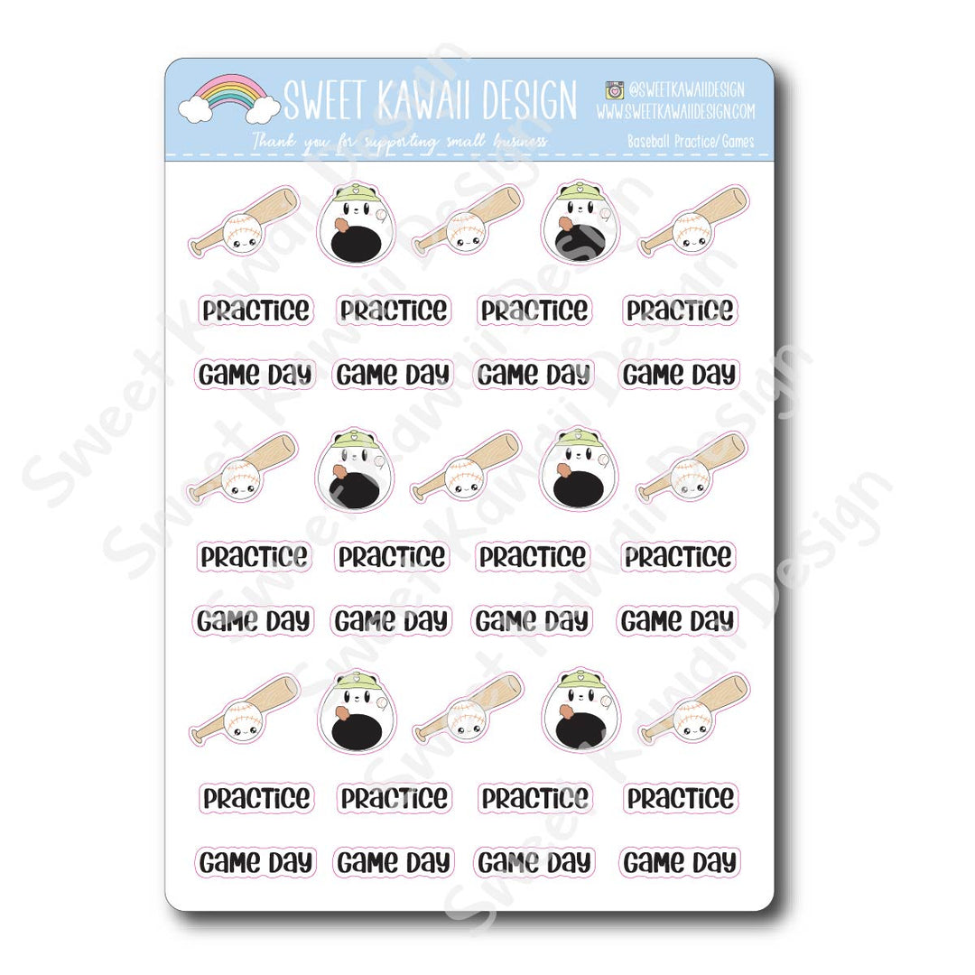 Kawaii Baseball Stickers - Games/Practice