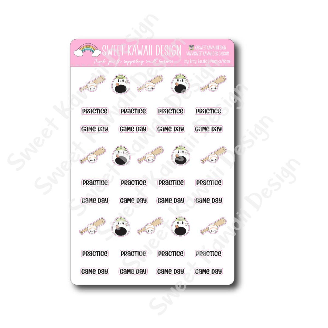 Kawaii Baseball Stickers - Games/Practice