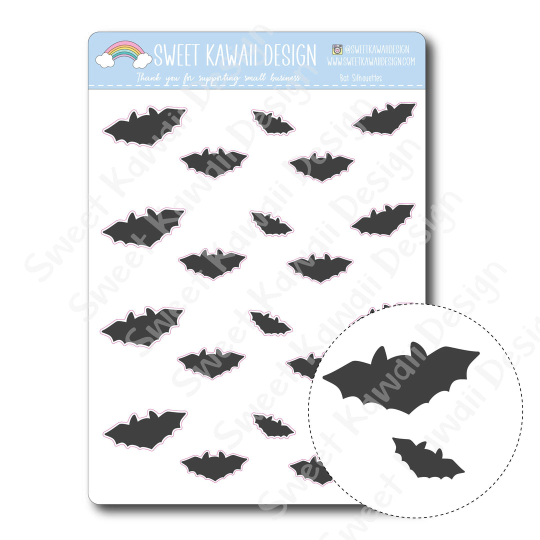 Kawaii Bat Silhouette Stickers