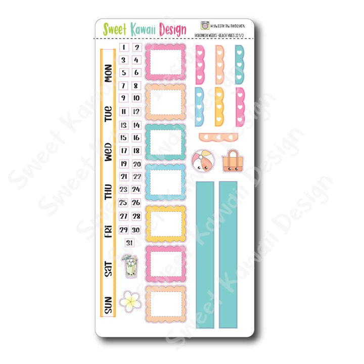 Kawaii Hobonichi Weeks Stickers - Beach Vibes 22