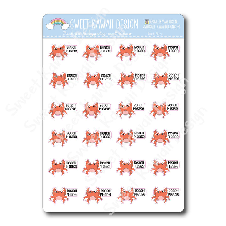 Kawaii Beach Please Stickers