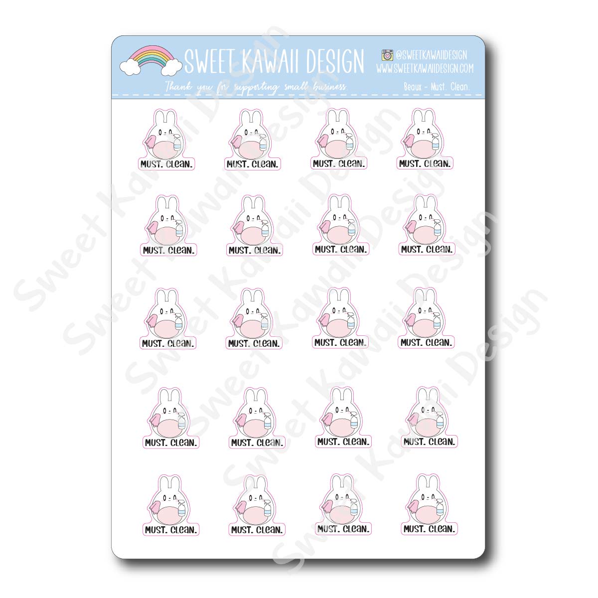 Kawaii Beaux Stickers - Must Clean