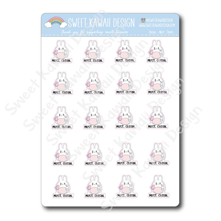 Kawaii Beaux Stickers - Must Clean