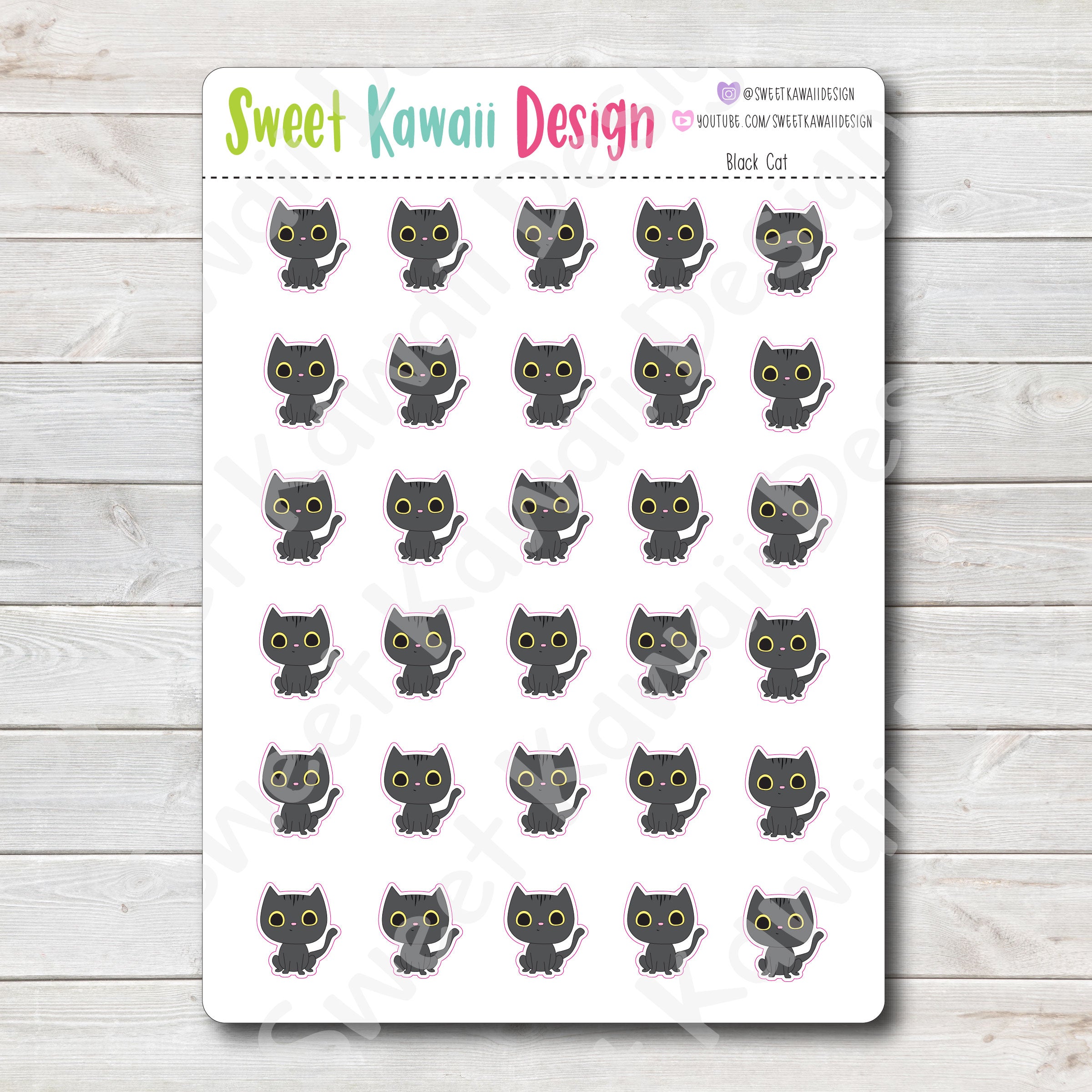 Kawaii Black Cat Stickers