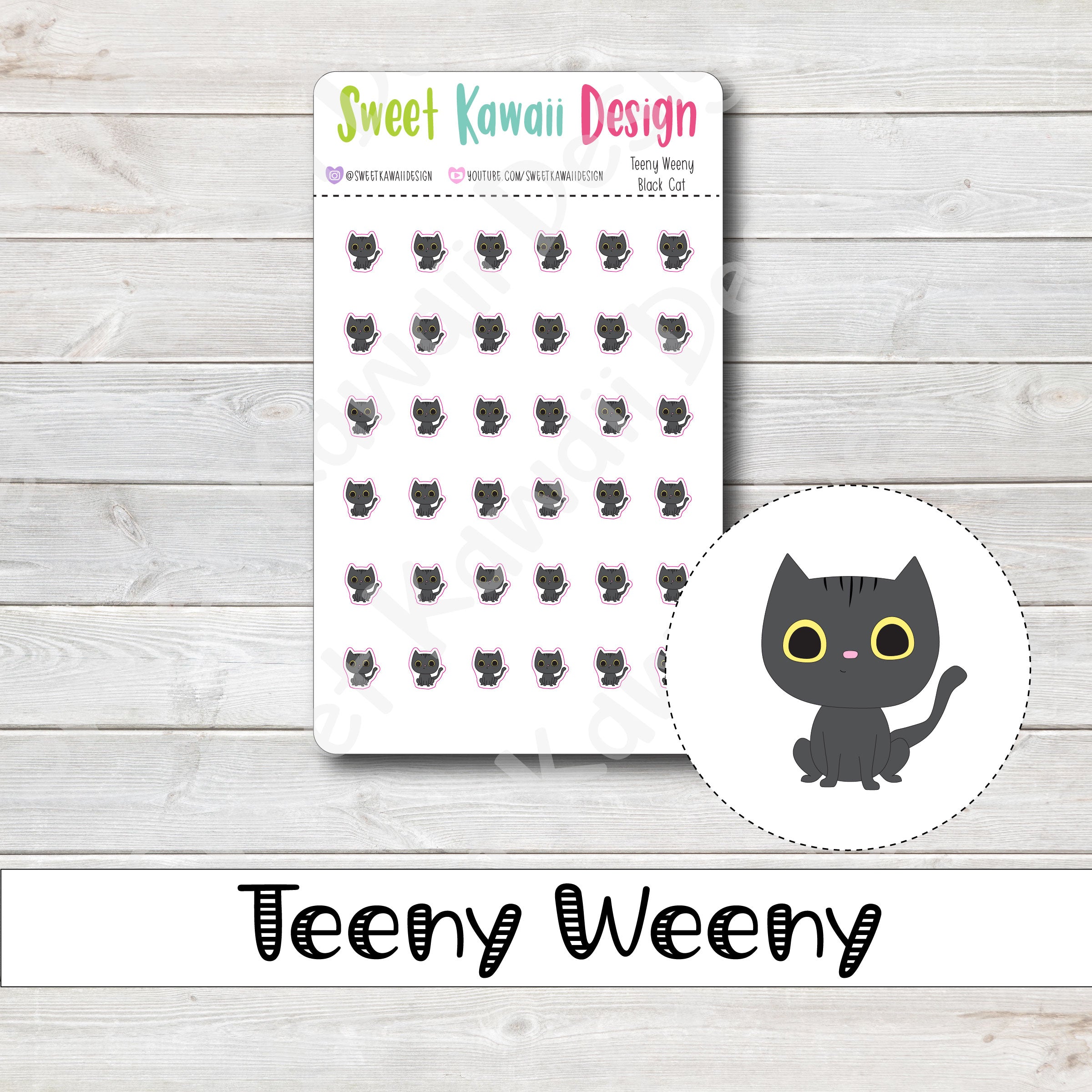 Teeny Weeny Black Cat Stickers – Sweet Kawaii Design