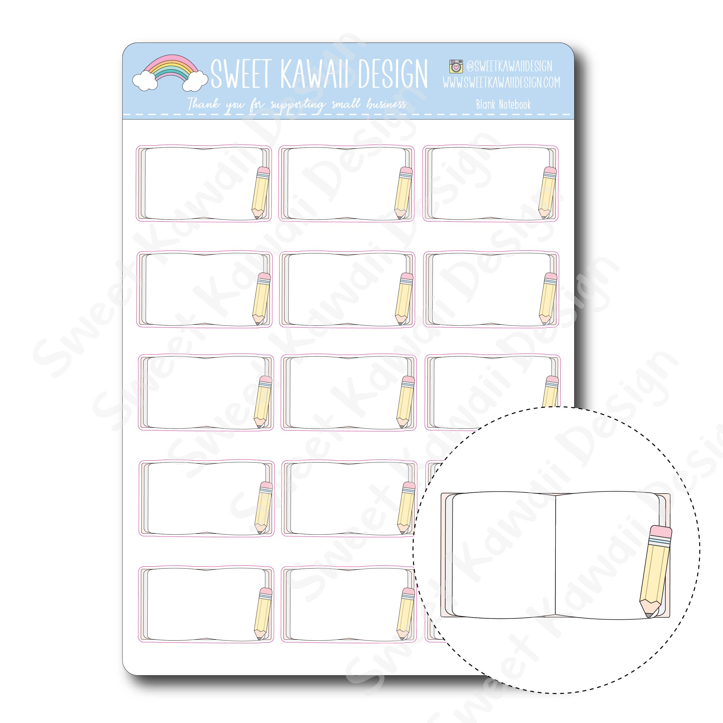 Kawaii Blank Notebook Stickers