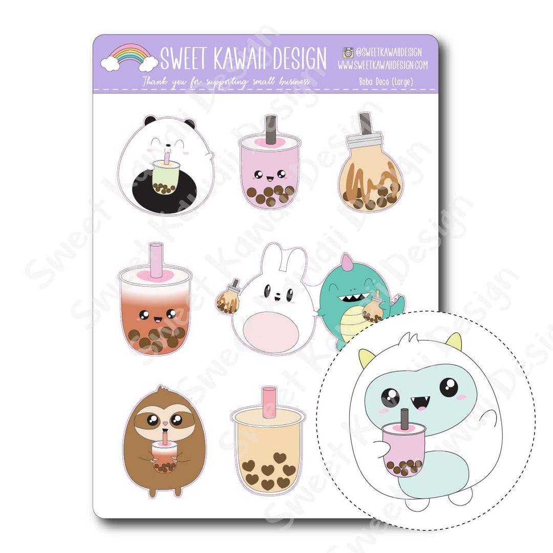 Kawaii Boba Deco (Large) Stickers