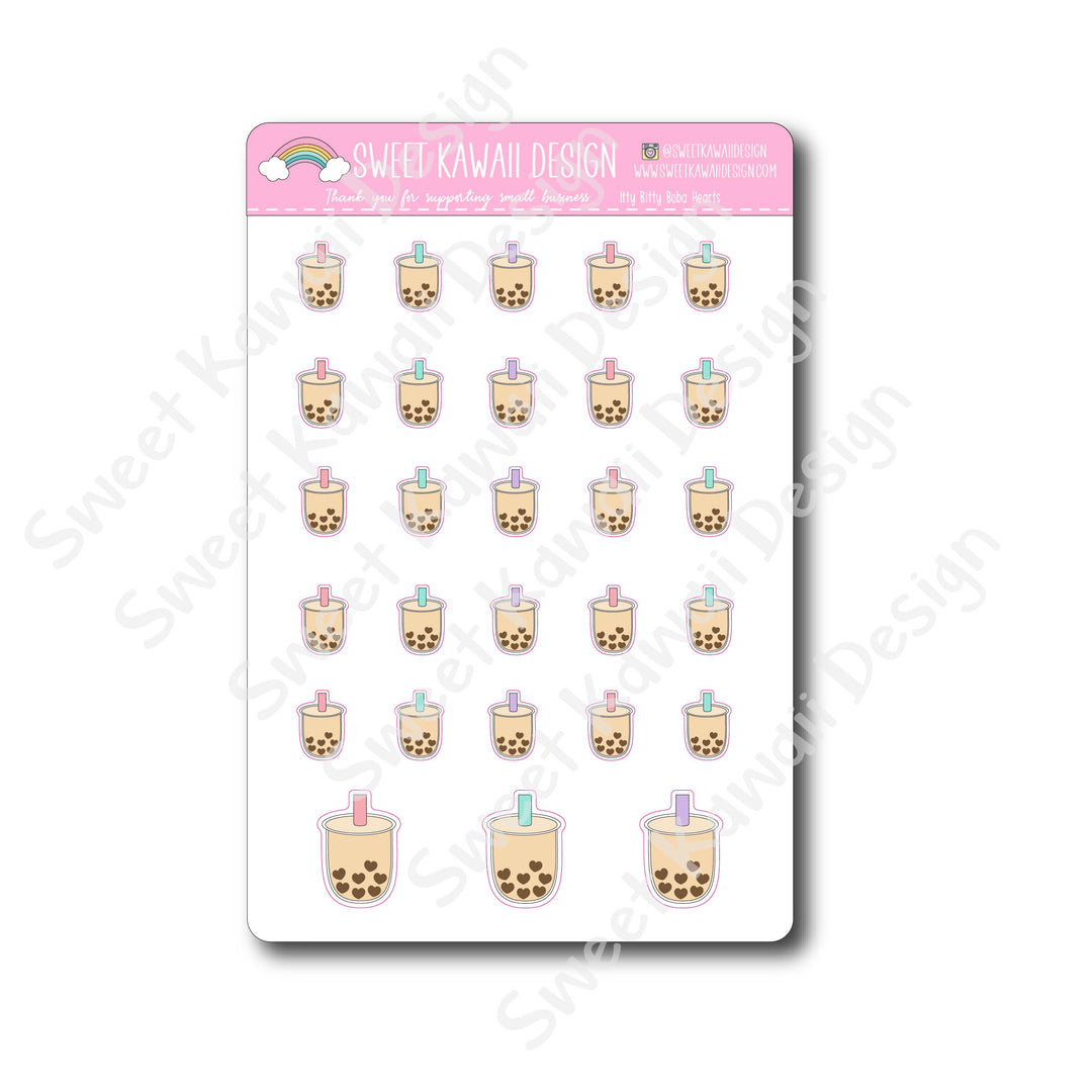 Kawaii Boba Hearts Stickers