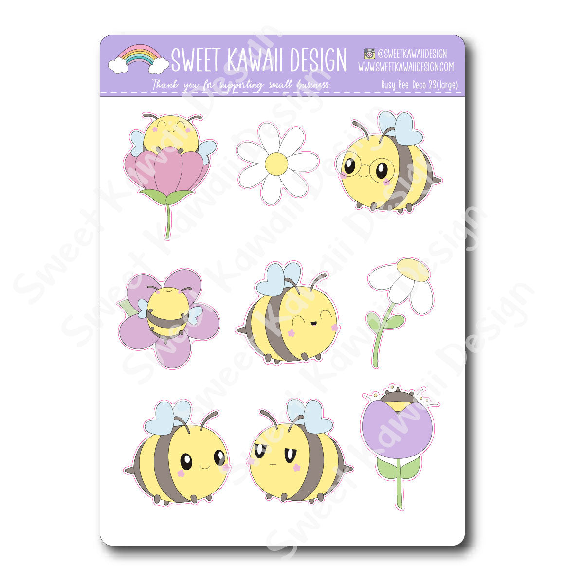 Kawaii Busy Bee Deco (Large) Stickers