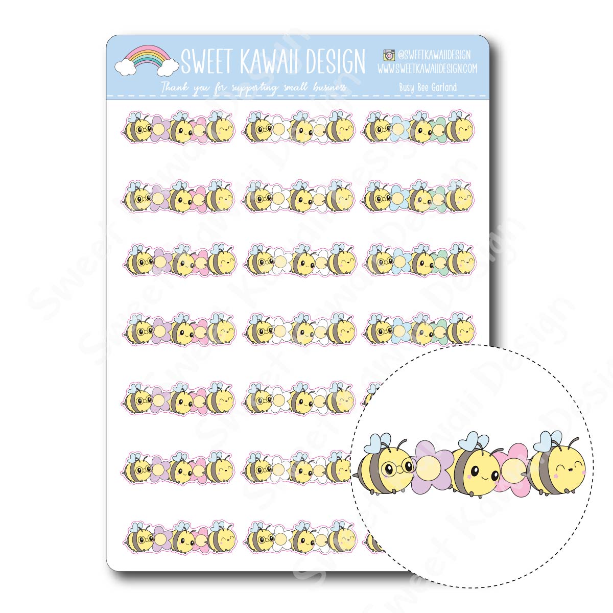 Kawaii Busy Bee Stickers - Garland – Sweet Kawaii Design