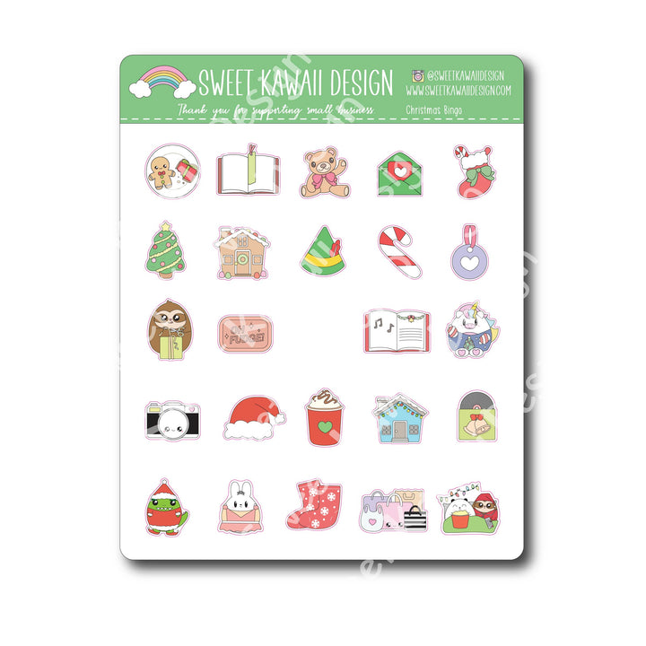 Kawaii Jumbo Sticker - Christmas Bingo (5x7)