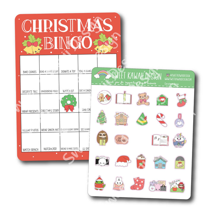 Kawaii Jumbo Sticker - Christmas Bingo (5x7)