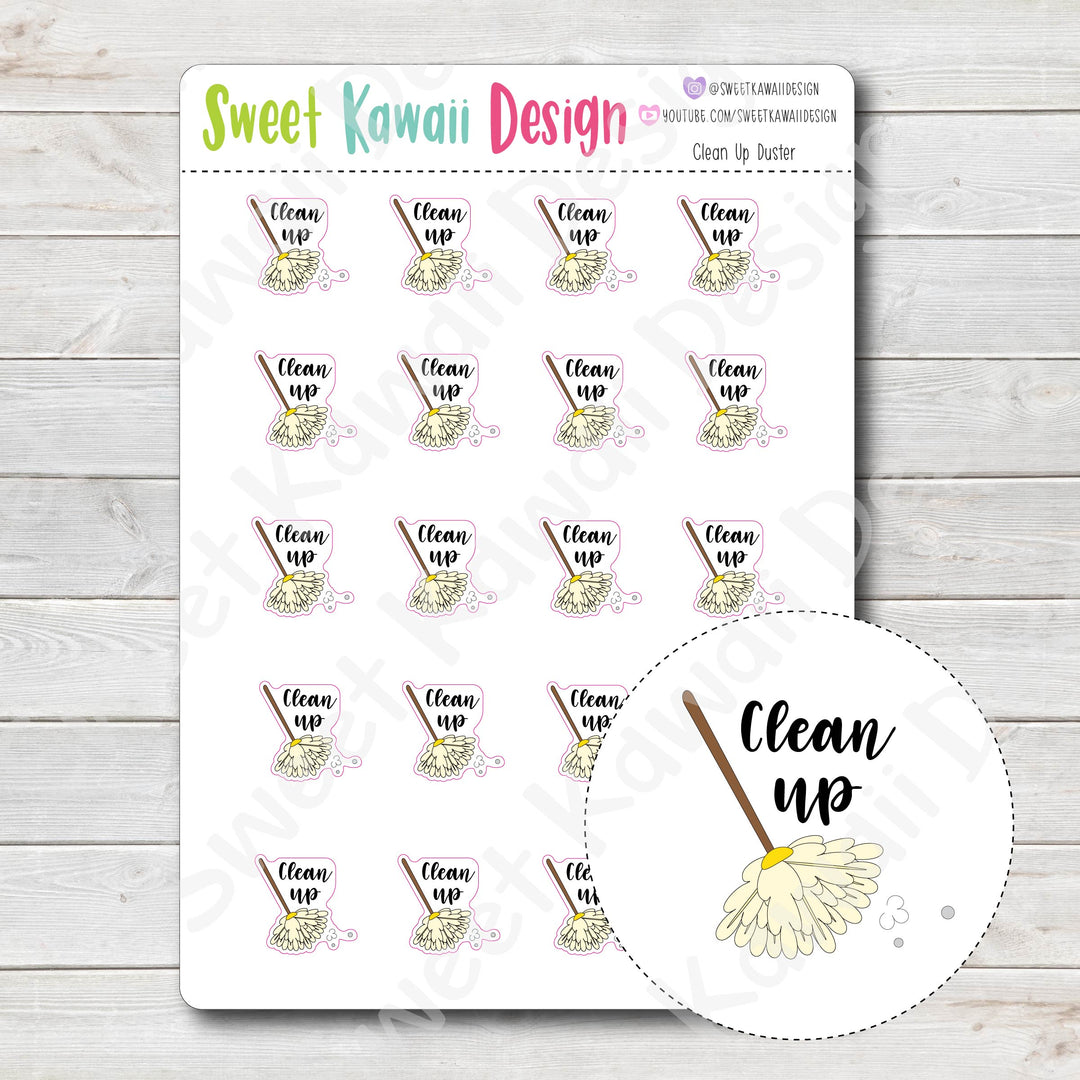 Kawaii Clean Up (Duster) Stickers
