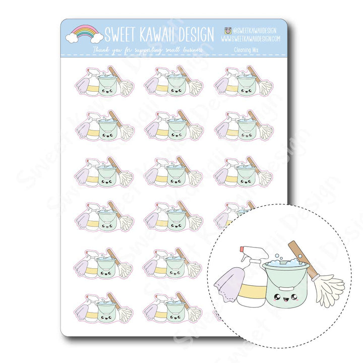 Kawaii Cleaning Mix Stickers