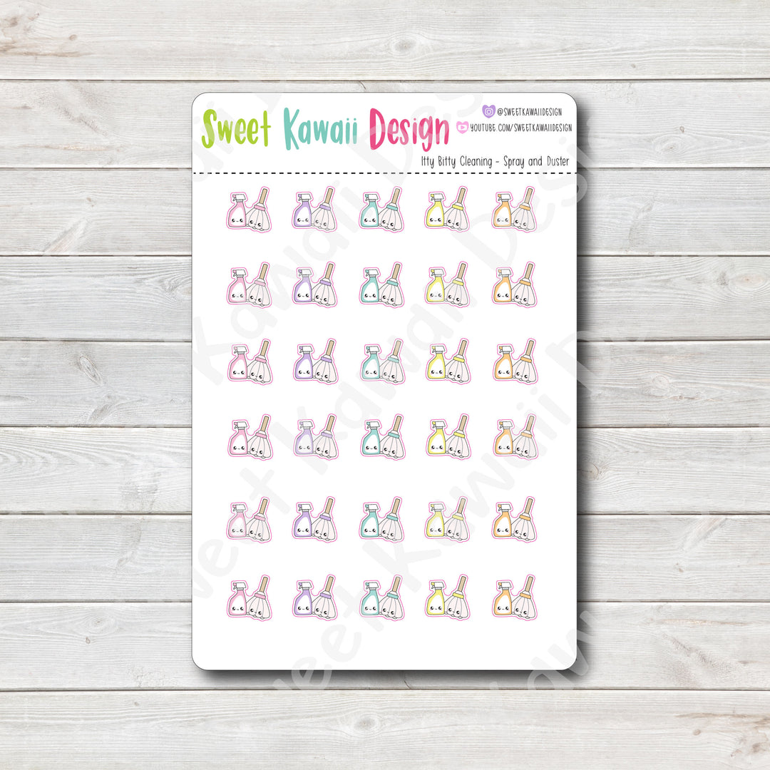 Kawaii Cleaning Stickers - Spray and Duster
