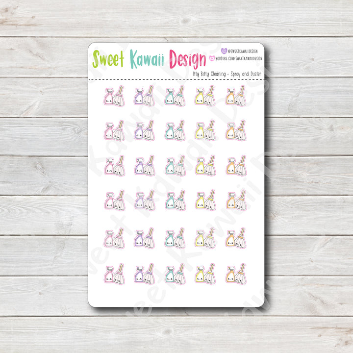 Kawaii Cleaning Stickers - Spray and Duster