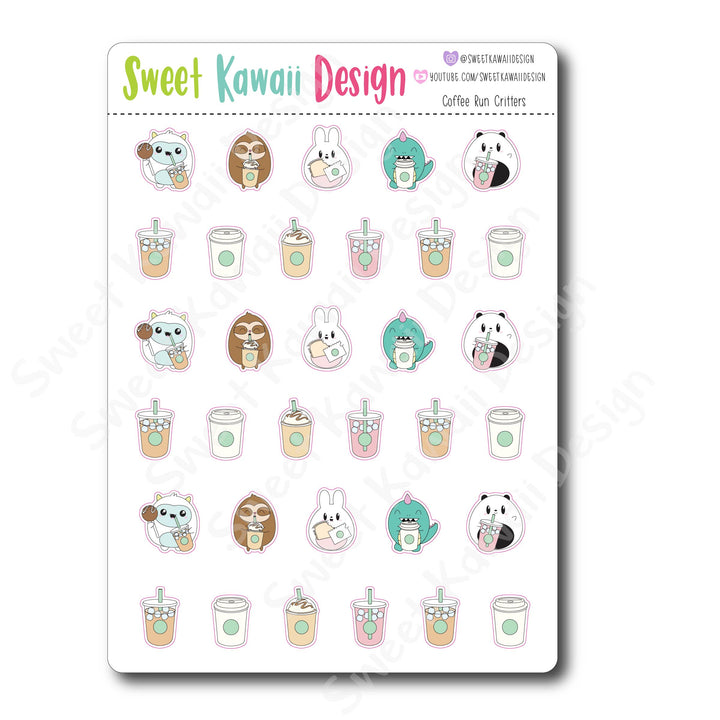 Kawaii Coffee Run Critter Stickers