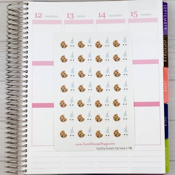 Kawaii Chocolate Chip Cookies and Milk Stickers