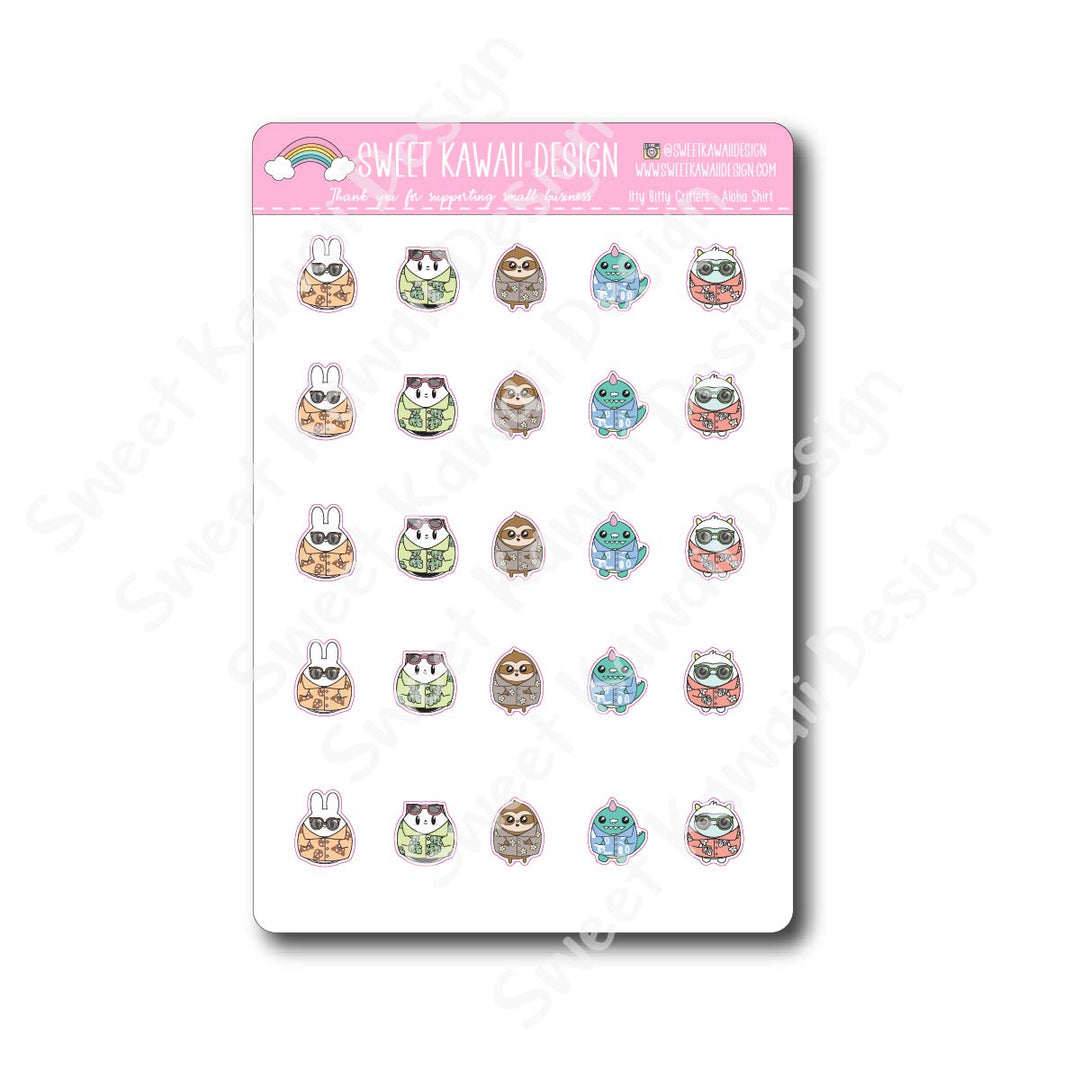 Kawaii Critter Stickers - Aloha Shirts