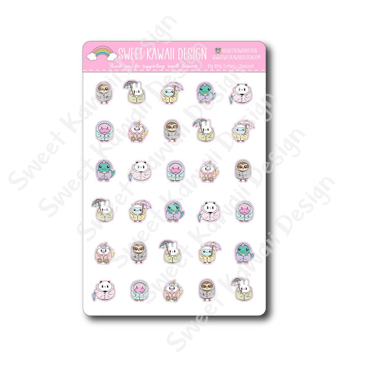 Kawaii Critter Stickers - Raincoat