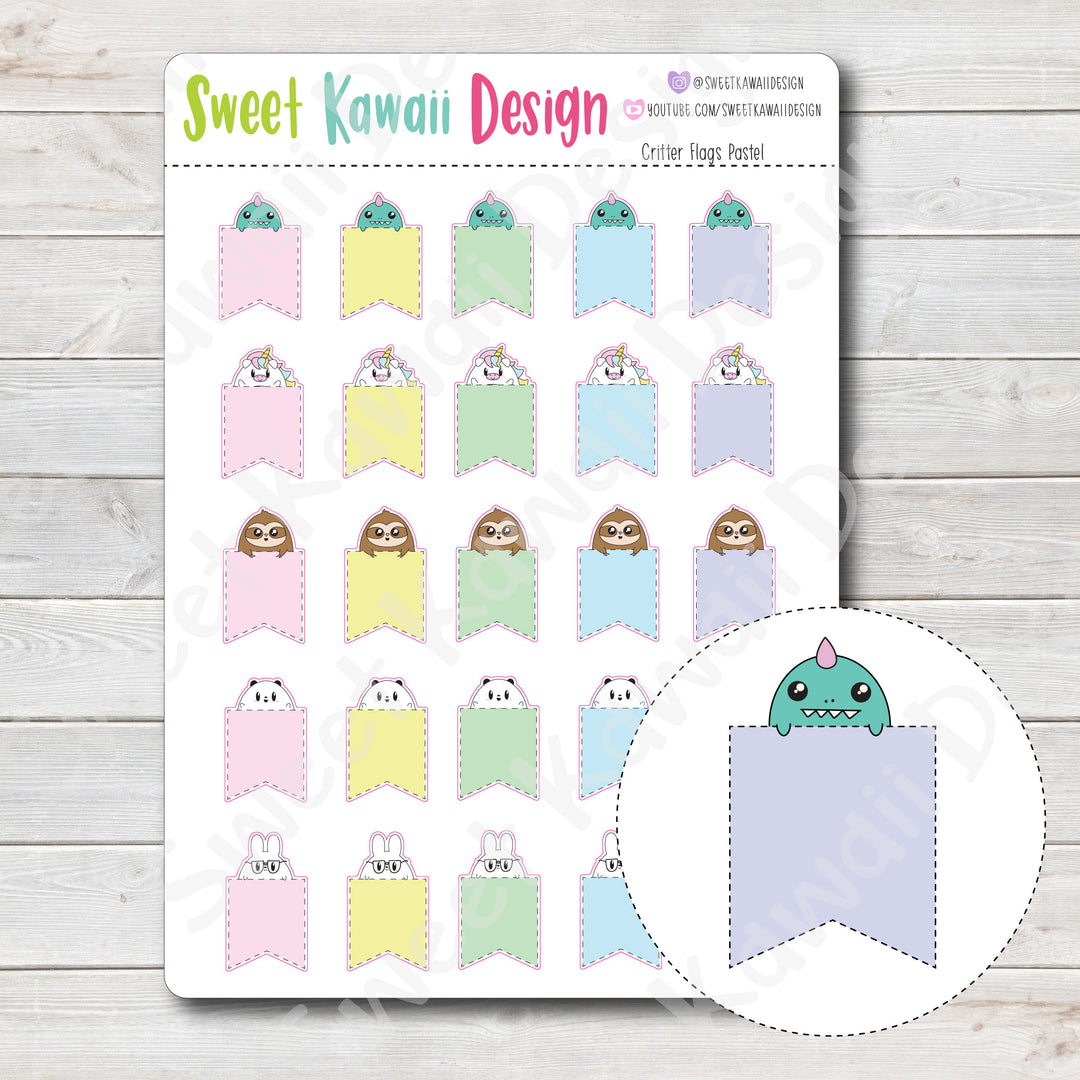 Kawaii Critter Flag Stickers