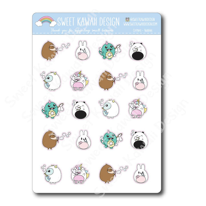 Kawaii Critters Stickers - Bubbles (blowing)