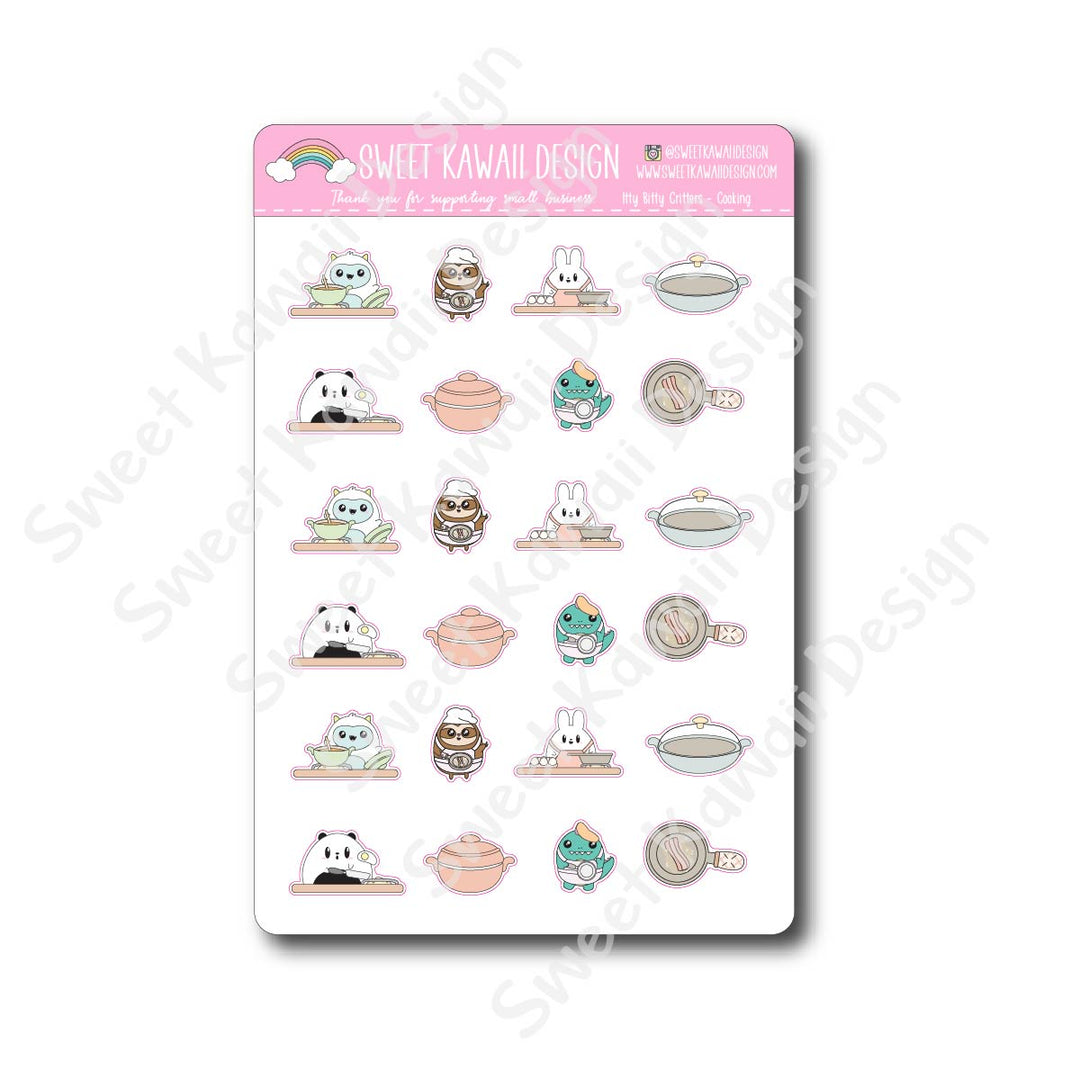 Kawaii Critters Stickers - Cooking