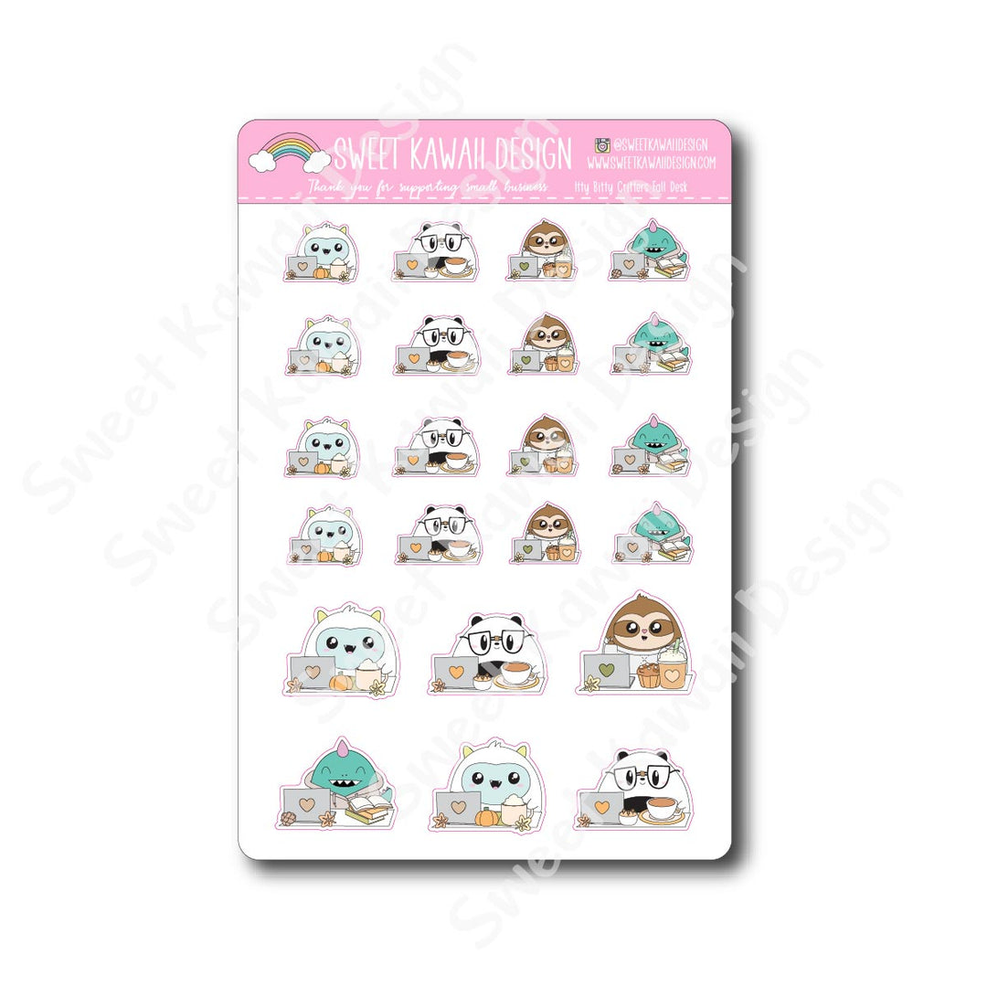 Kawaii Critter Stickers - Fall Desk