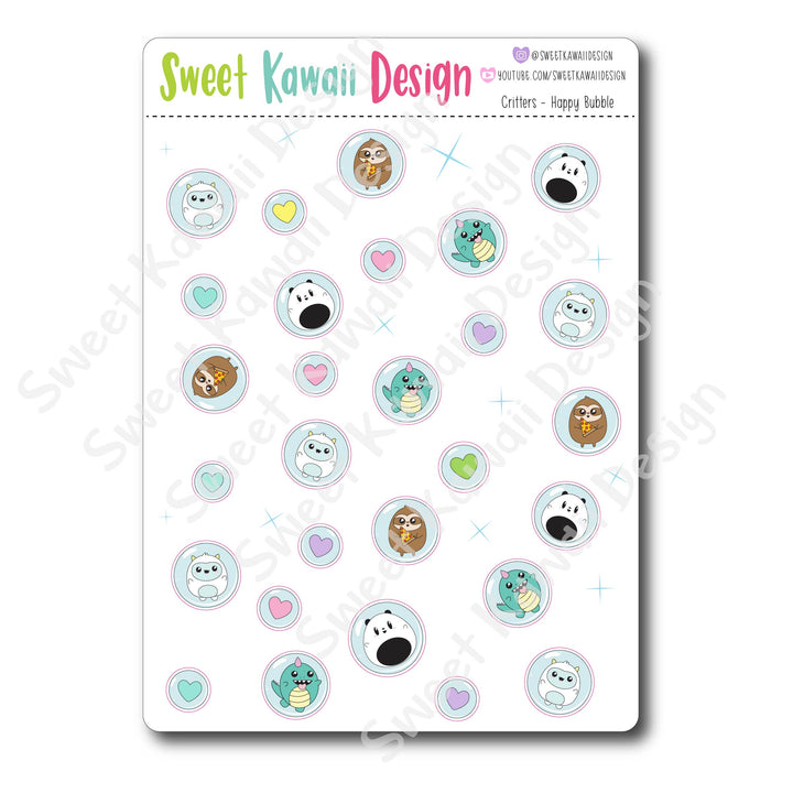 Kawaii Critters Stickers - Happy Bubbles