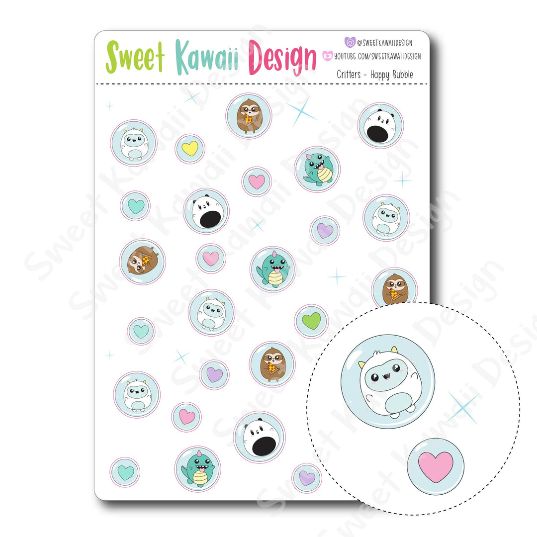 Kawaii Critters Stickers - Happy Bubbles