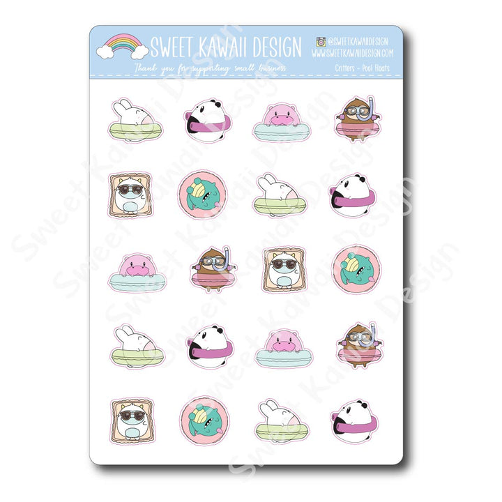 Kawaii Critter Stickers - Pool Floats