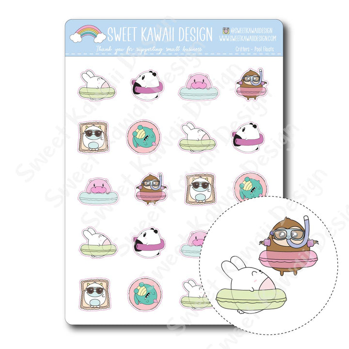 Kawaii Critter Stickers - Pool Floats