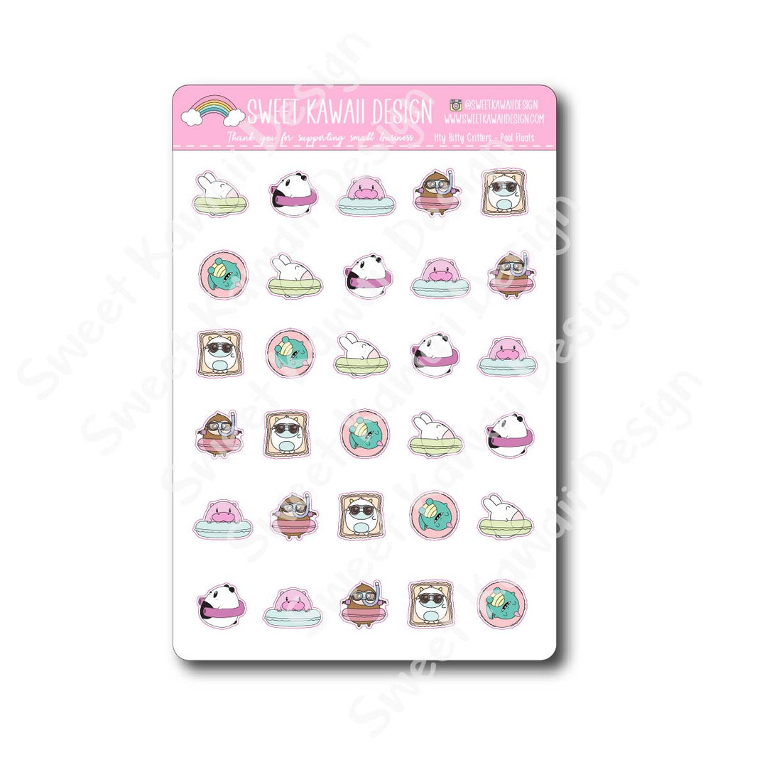 Kawaii Critter Stickers - Pool Floats