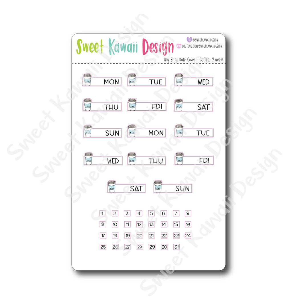 Kawaii Date Cover Stickers - Coffee
