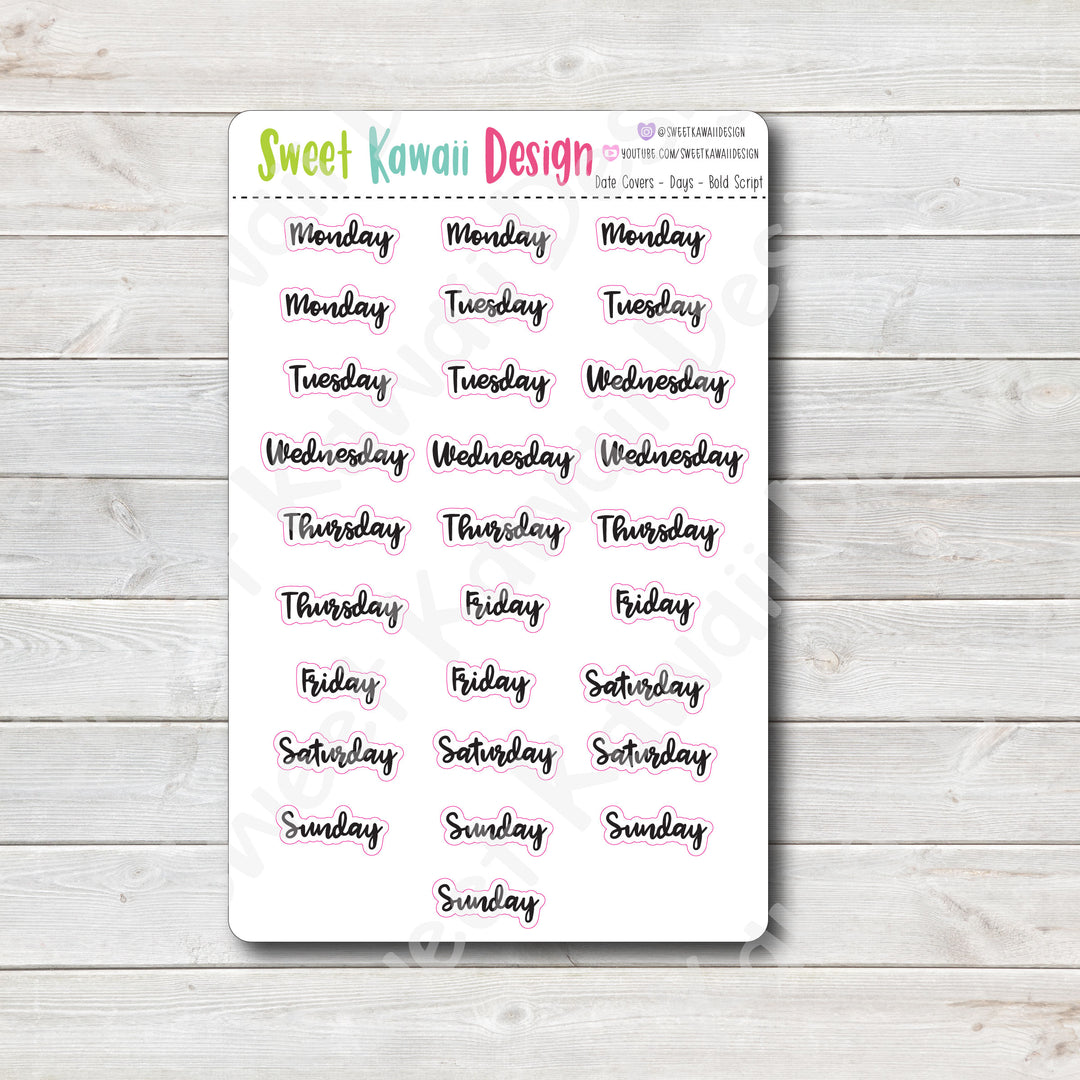 Days of the Week Stickers - Bold Script