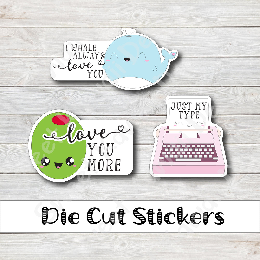 Kawaii Love Puns Die Cut Sticker Set