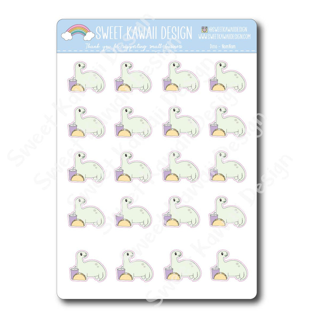 Kawaii Dino Stickers - Nom Nom