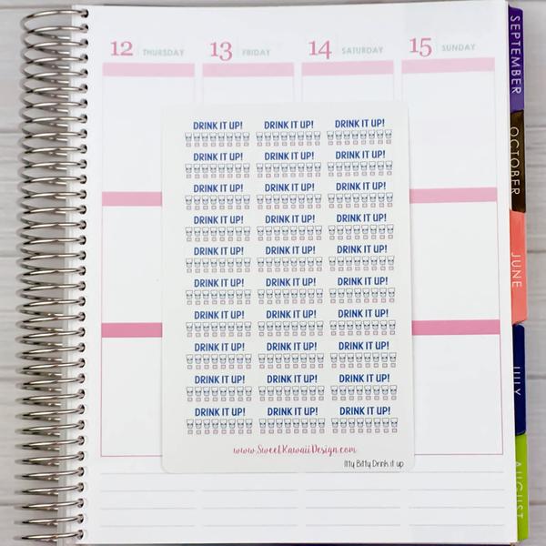 Kawaii Drink Your Water Reminder Stickers