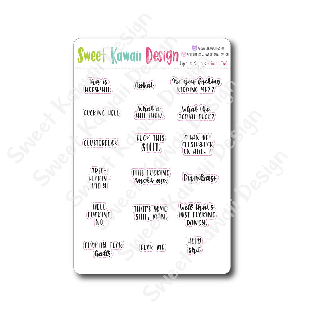 Expletive Sayings Stickers - ROUND TWO