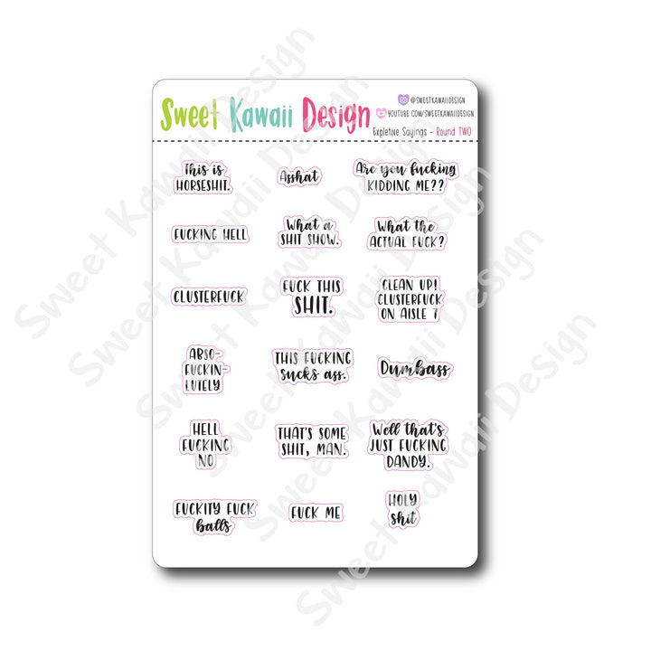 Expletive Sayings Stickers - ROUND TWO